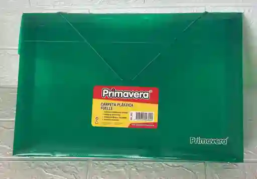 Carpeta Plastica Fuelle Oficio Verde