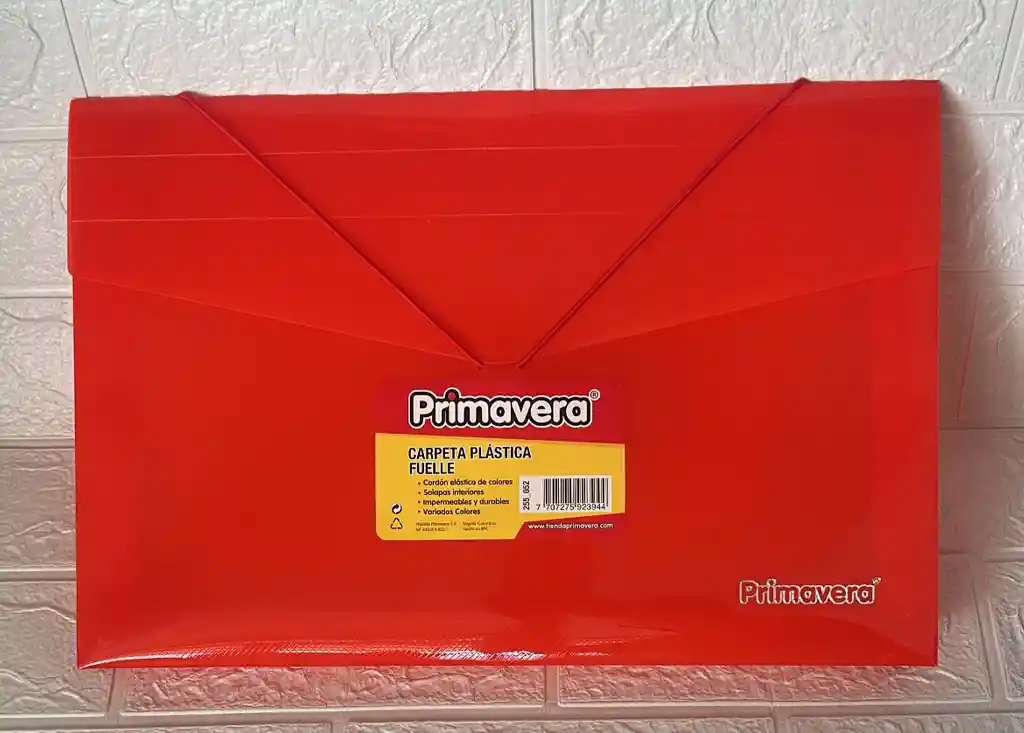 Carpeta Plastica Fuelle Oficio Roja