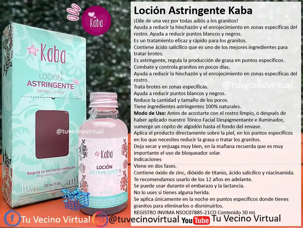 Contorno De Ojos Y Loción Astringente Kaba