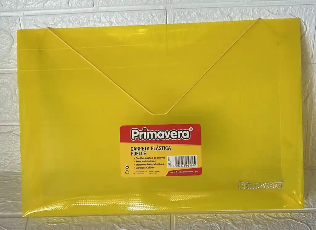 Carpeta Plastica Fuelle Oficio Amarilla