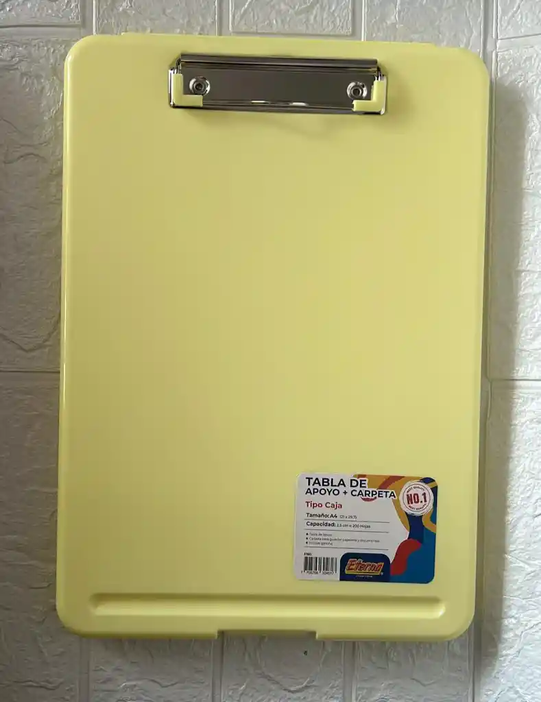 Tabla Planillera Con Compartimiento Eterna Amarillo