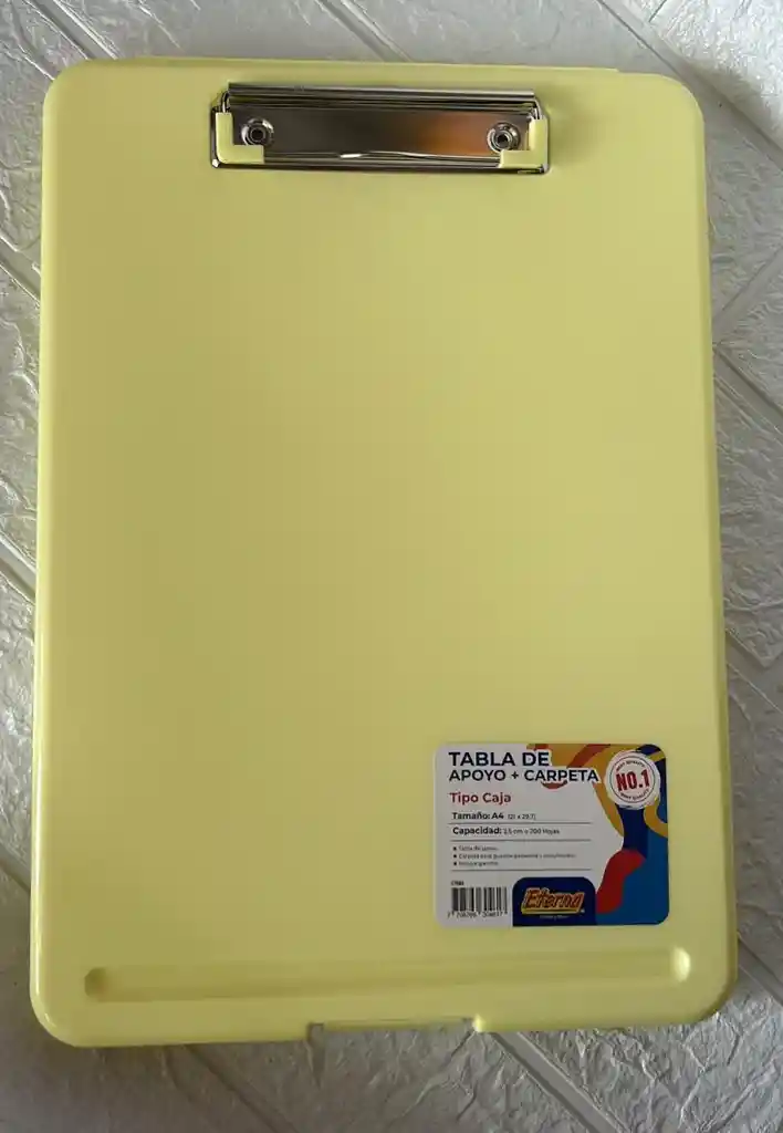 Tabla Planillera Con Compartimiento Eterna Amarillo