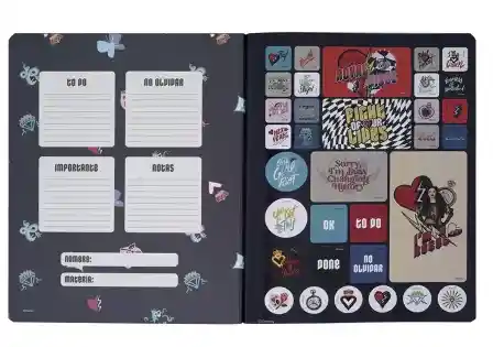 Cuaderno Cosido Grande Masculino, 100h Linea Corriente Con Sticker