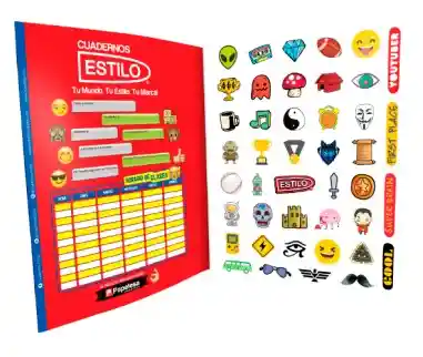 Cuaderno Cosido Grande Masculino, 100h Doble Linea Con Sticker