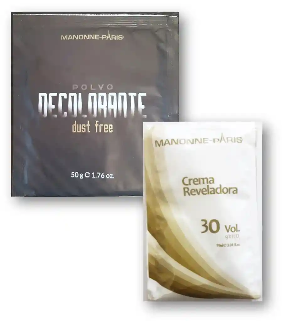 Kit Decolorante: Polvo Decolorante (7 Tonos) 50gr + Oxigenta 90ml - Manonne Paris