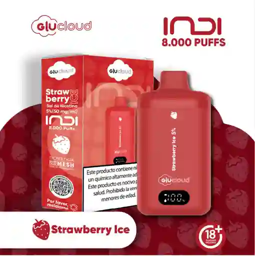 Vape Glucloud Strawberry Indi 8000 Puffs