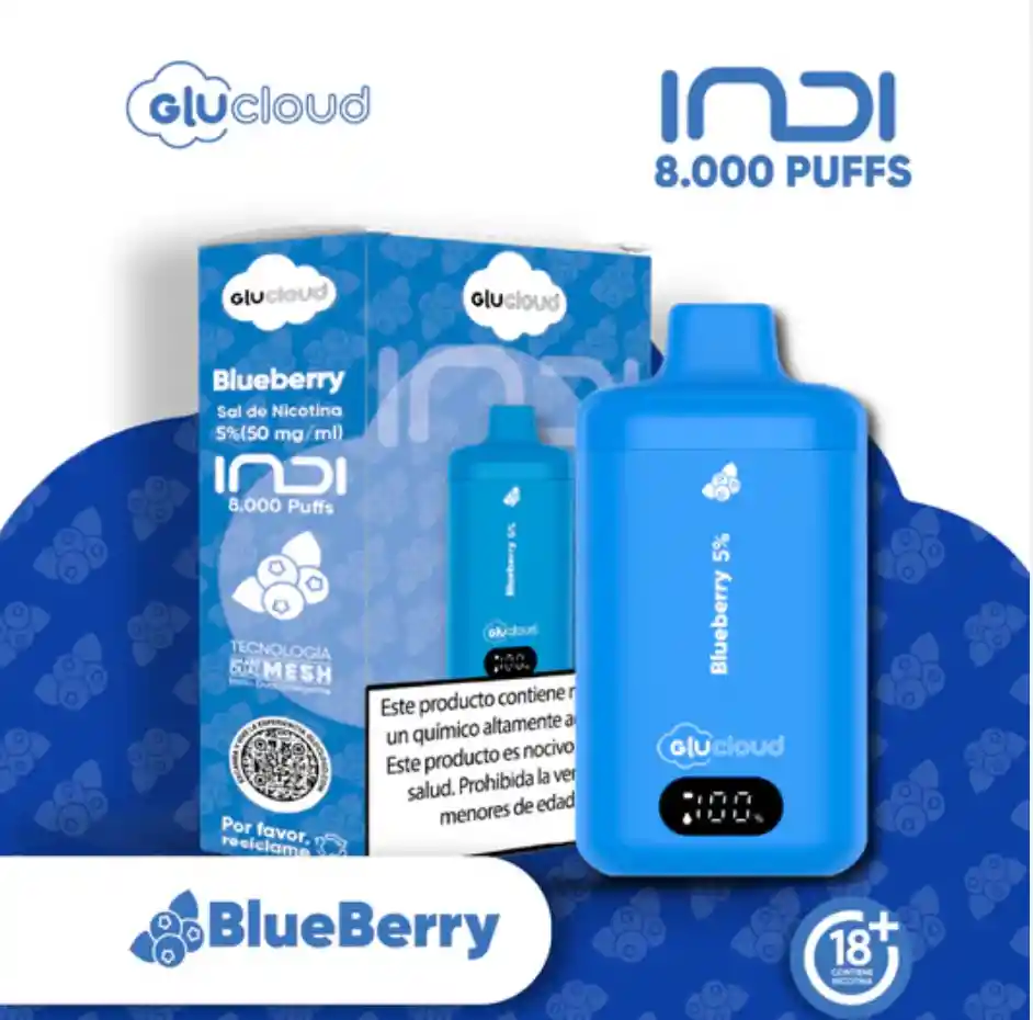 Vape Glucloud Blueberry Indi 8000 Puffs