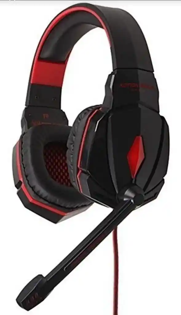 Audífonos Auriculares Gamer G4000 Negro Con Rojo Luz Led