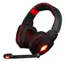 Audífonos Auriculares Gamer G4000 Negro Con Rojo Luz Led