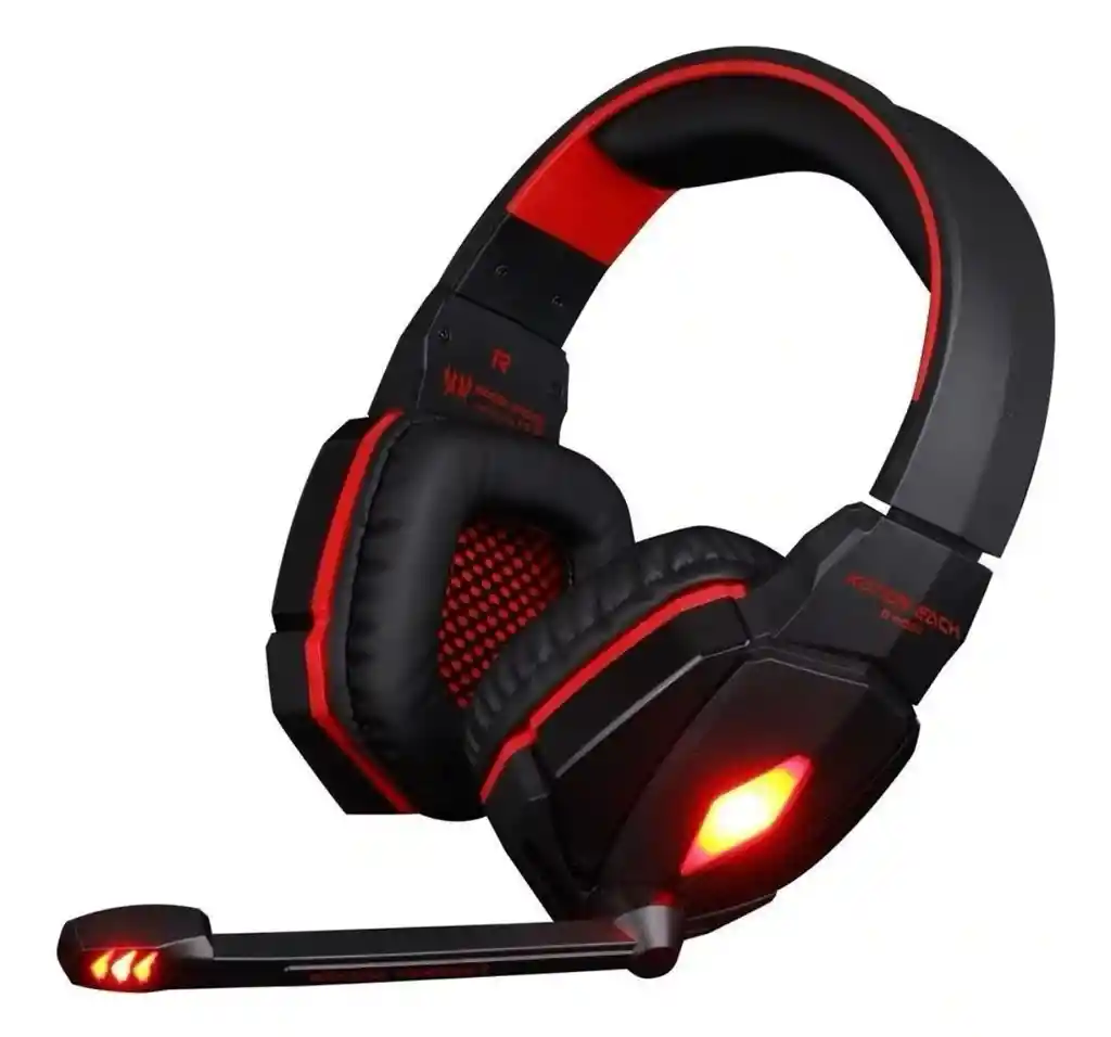 Audífonos Auriculares Gamer G4000 Negro Con Rojo Luz Led