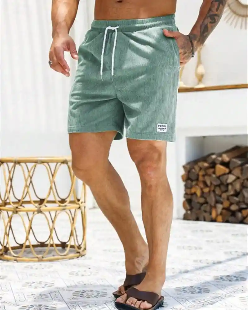 Shorts Casuales De Corduroy Para Hombres, Versátiles A La Rodilla