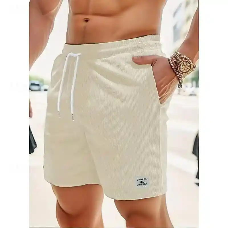 Shorts Casuales De Corduroy Para Hombres, Versátiles A La Rodilla