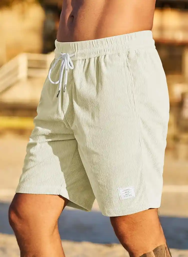 Shorts Casuales De Corduroy Para Hombres, Versátiles A La Rodilla