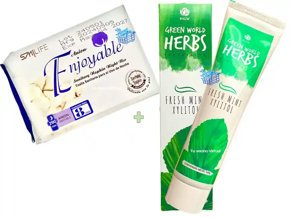 Crema Dental Y Toallas Sanitarias Para Uso Noche Hgw
