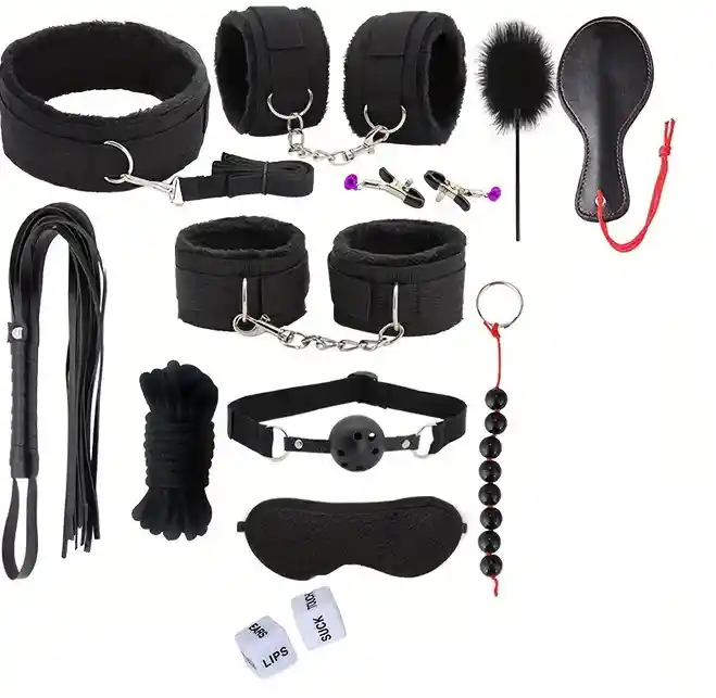 Kit De Bondage Color Negro Con Dados