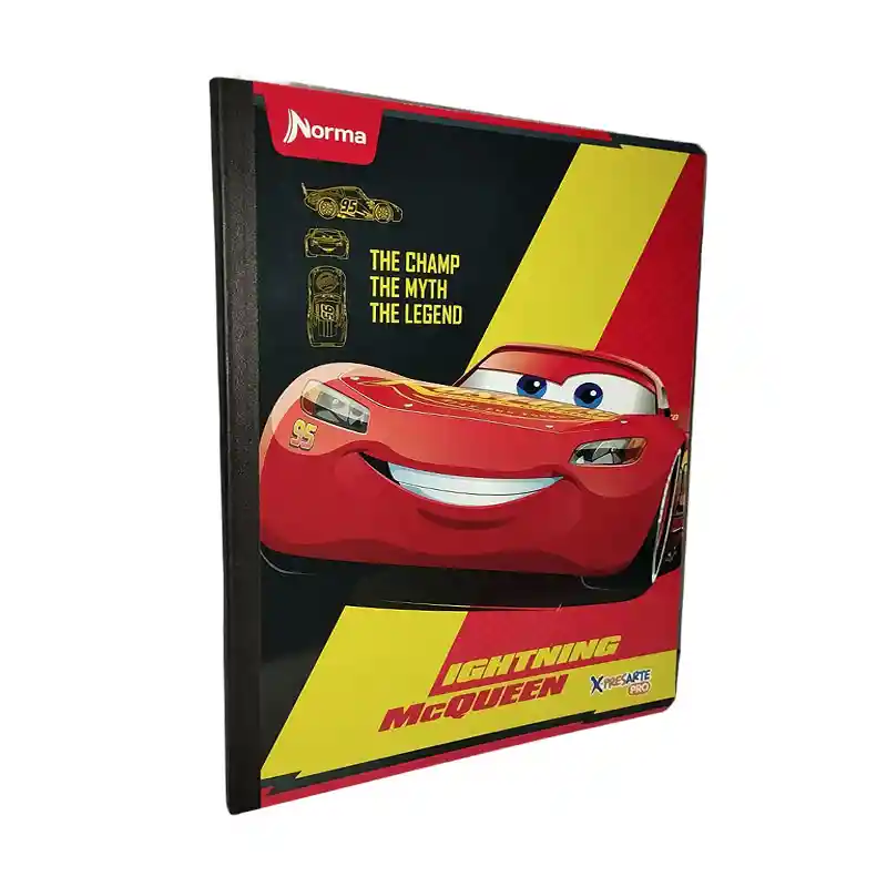 Cuaderno Cars Cosido Sticker 100 Hojas Cuadriculado