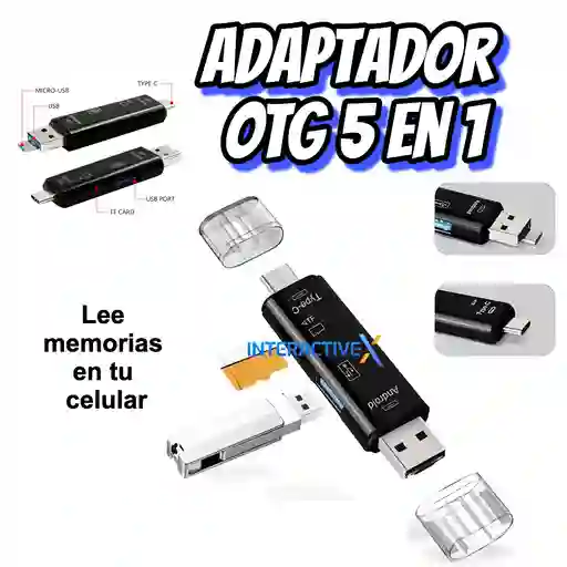 Adaptador Otg 3 En 1 Para Celular Tipo C, Micro Usb, Lector Microsd Y Usb