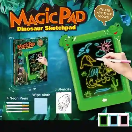 Lcd Magicpad Dinosaurio - Azul, Verde, Rosado