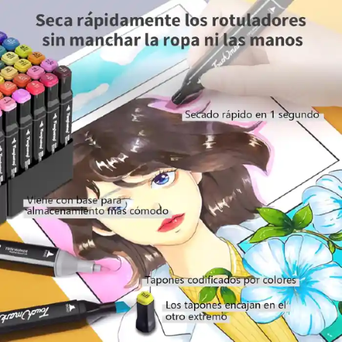 Set Profesional De Marcadores Plumones Doble Punta 80 Pcs