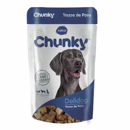 9 x Chunky Alimento Humedo Para Perro Tozos Pavo Delidog