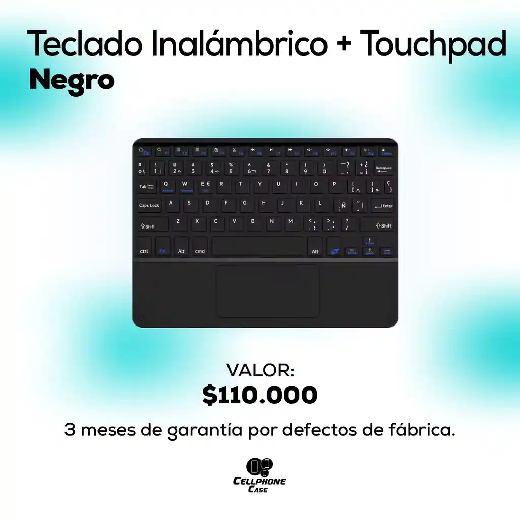 Teclado Inalámbrico + Touchpad Negro