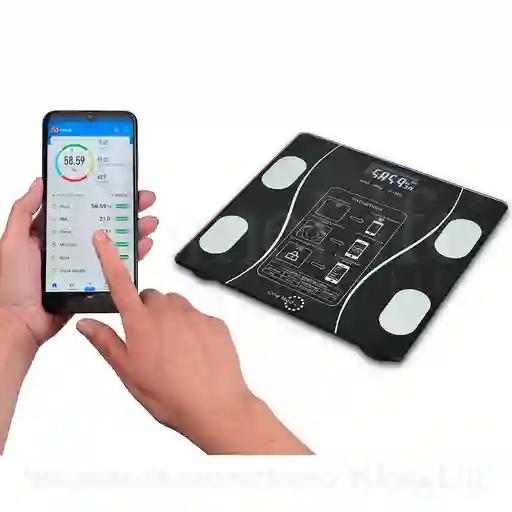 Pesa Balanza Inteligente Bluetooth Grasa Peso Corporal Color Negro