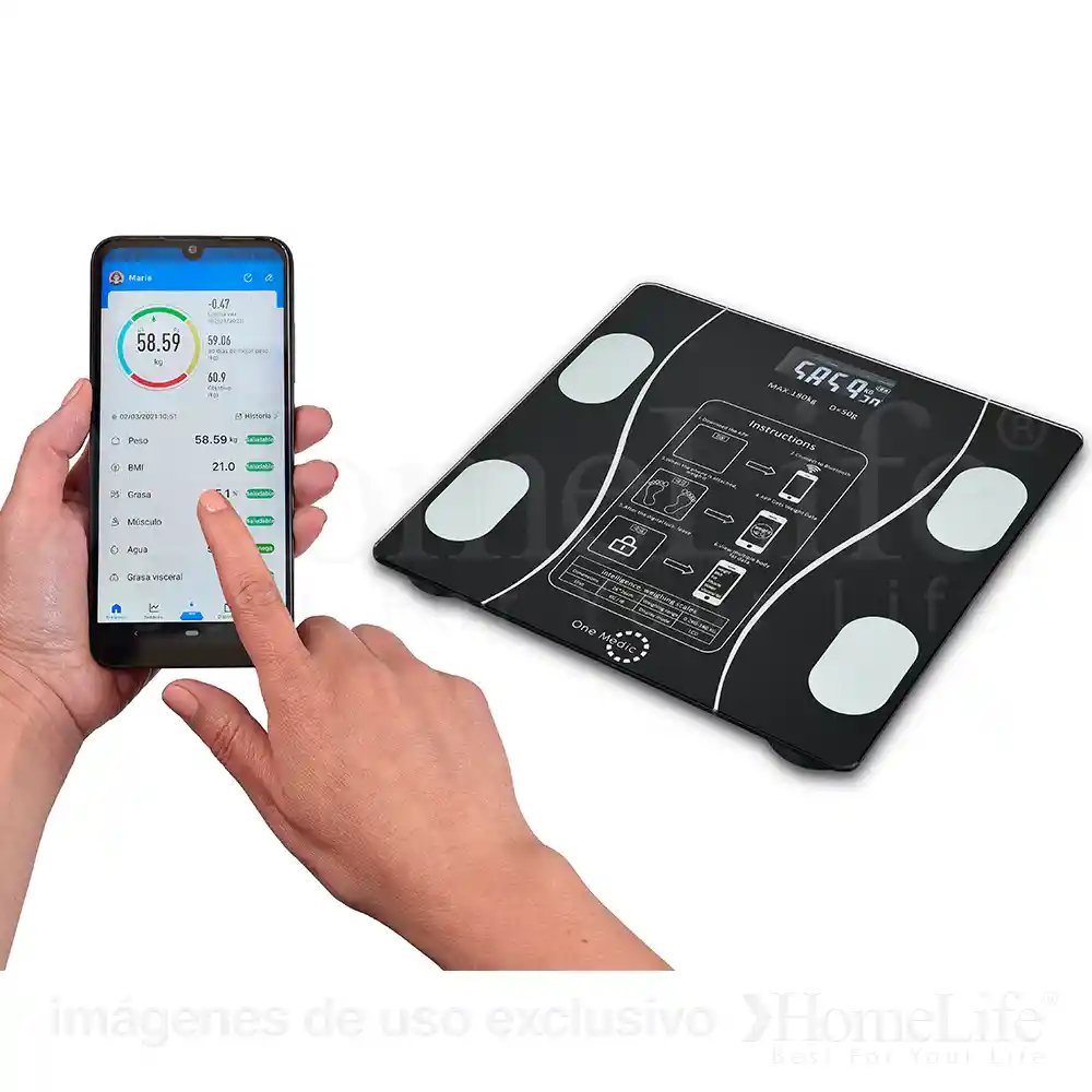 Pesa Balanza Inteligente Bluetooth Grasa Peso Corporal Color Negro