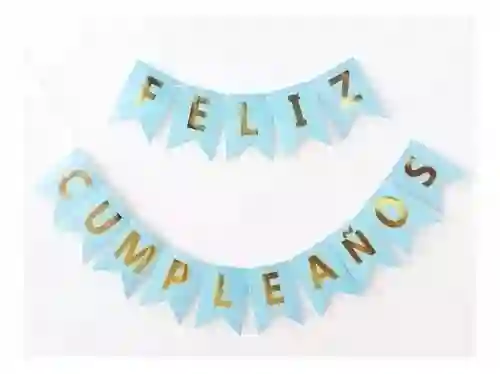 Feliz Cumpleaños Letrero Guirnalda Grande Azul Claro 20 X 16 Cm