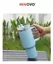 Termo Vaso Conserva Temperatura 1.2 L Acero Inoxidable Con Pitillo Azul Innovo Flask