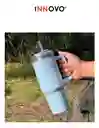 Termo Vaso Conserva Temperatura 1.2 L Acero Inoxidable Con Pitillo Azul Innovo Flask