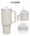 Termo Vaso Conserva Temperatura 1.2 L Acero Inoxidable Con Pitillo Beige Cream Innovo Flask