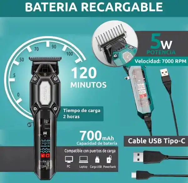 Maquina De Peluquería Inalámbrica Profesional Vrg V900