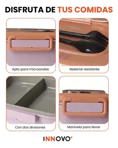 Portacomidas Recipiente Division Innovo Home Free Bpa Cubiertos