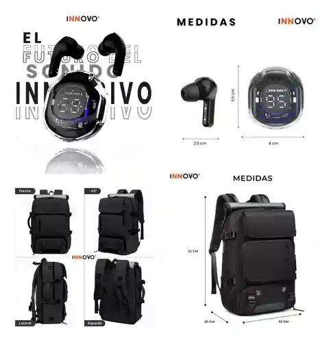 Maleta De Mano Para Cabina Viaje Pc Laptop Usb Imperme Combo