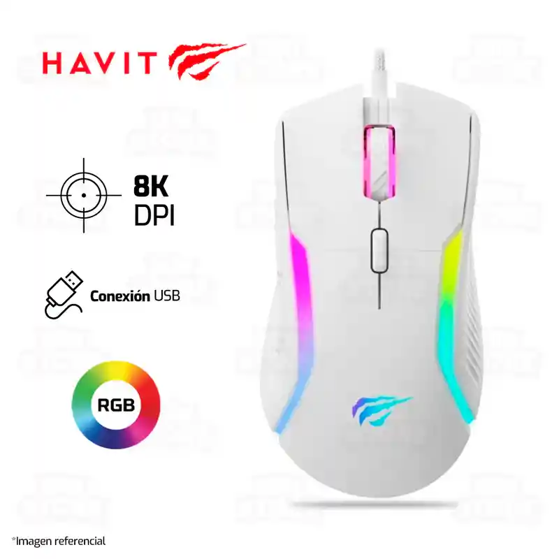 Mouse Gamer Havit Ms1033 | 8,000 Dpi | Rgb | Blanco