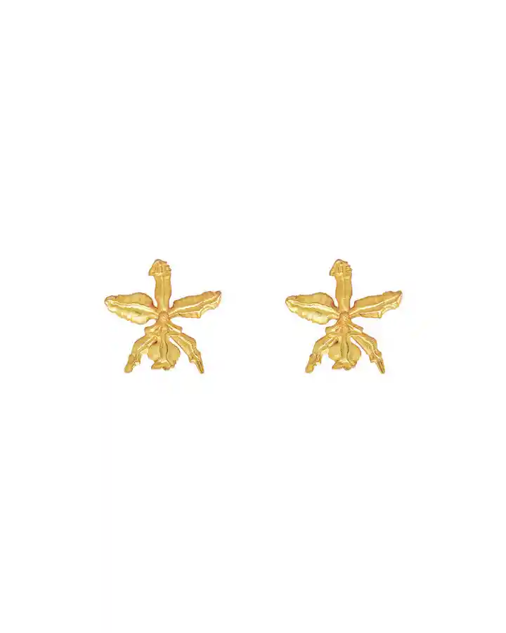 Luna Mar Aretes Orquidea Mini Dorados