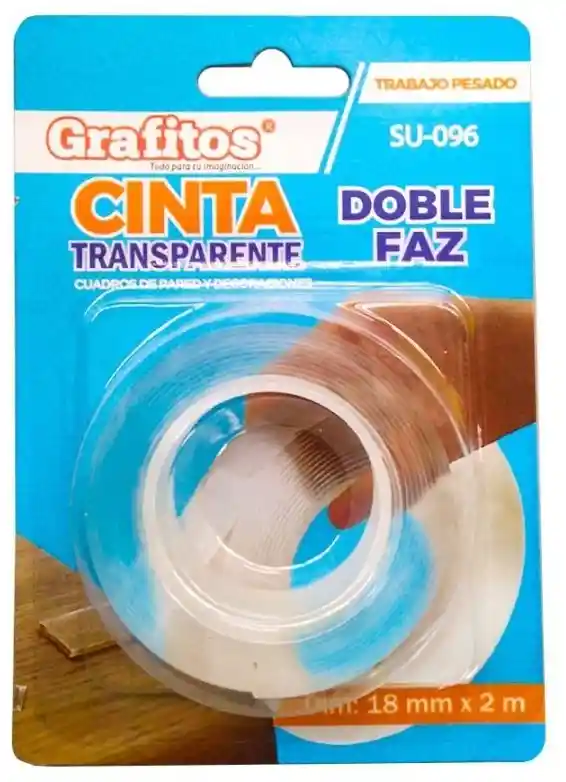 Cinta Transparente Doble Faz 2m X 18mm - Grafitos