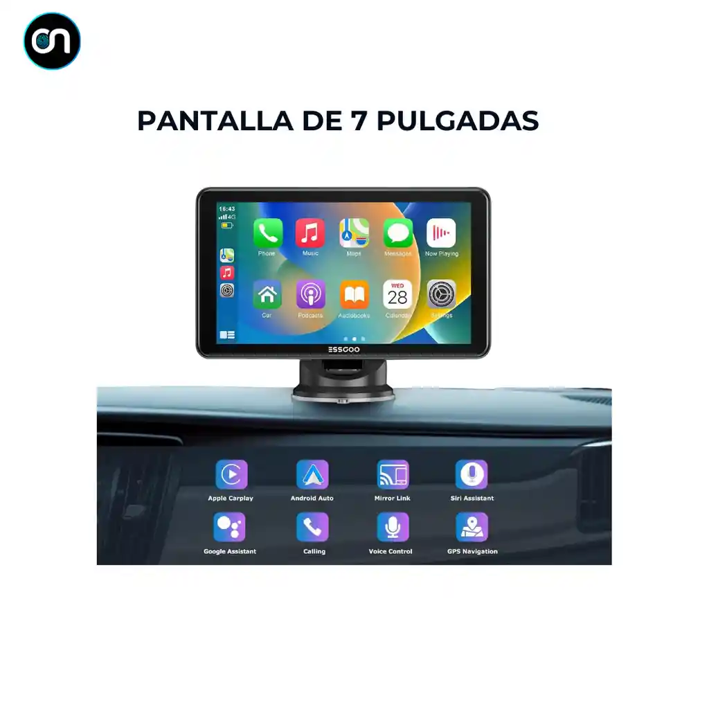 Pantalla 7 Hd Táctil Portátil Para Carro Con Apple Carplay Y Android Auto