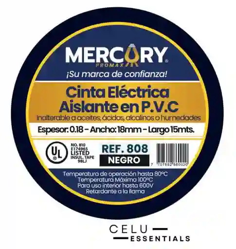 Cinta Aislante Eléctrica Negra Grande 15m