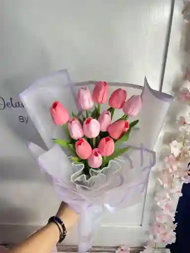 Ramo De 12 Tulipanes Artificiales 🌹
