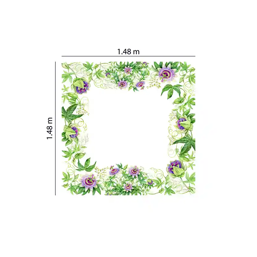 Mantel De Tela 100% Antifluido 148x148 Cm + 4 Servilletas De 33x33 Cm Passiflora