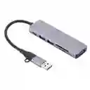 Hub 6 En 1 Conversor Multisalidas Tipo C , Usb 2.0 Usb 3.0 + Usb Gris