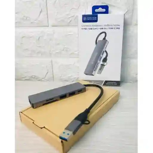 Hub 6 En 1 Conversor Multisalidas Tipo C , Usb 2.0 Usb 3.0 + Usb Gris