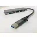 Hub 6 En 1 Conversor Multisalidas Tipo C , Usb 2.0 Usb 3.0 + Usb Gris