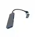 Hub 6 En 1 Conversor Multisalidas Tipo C , Usb 2.0 Usb 3.0 + Usb Gris