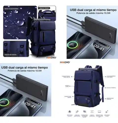 Maleta Morral Pc Laptop Usb 3 En 1 Con Cargador Portable
