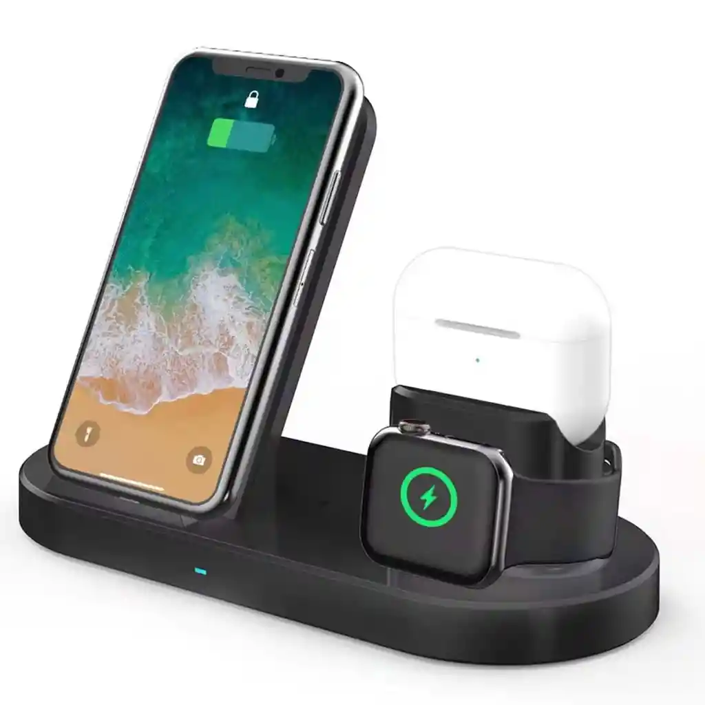 Base Carga Soporte Inalambrica 3 En 1 Para Celular Audífonos