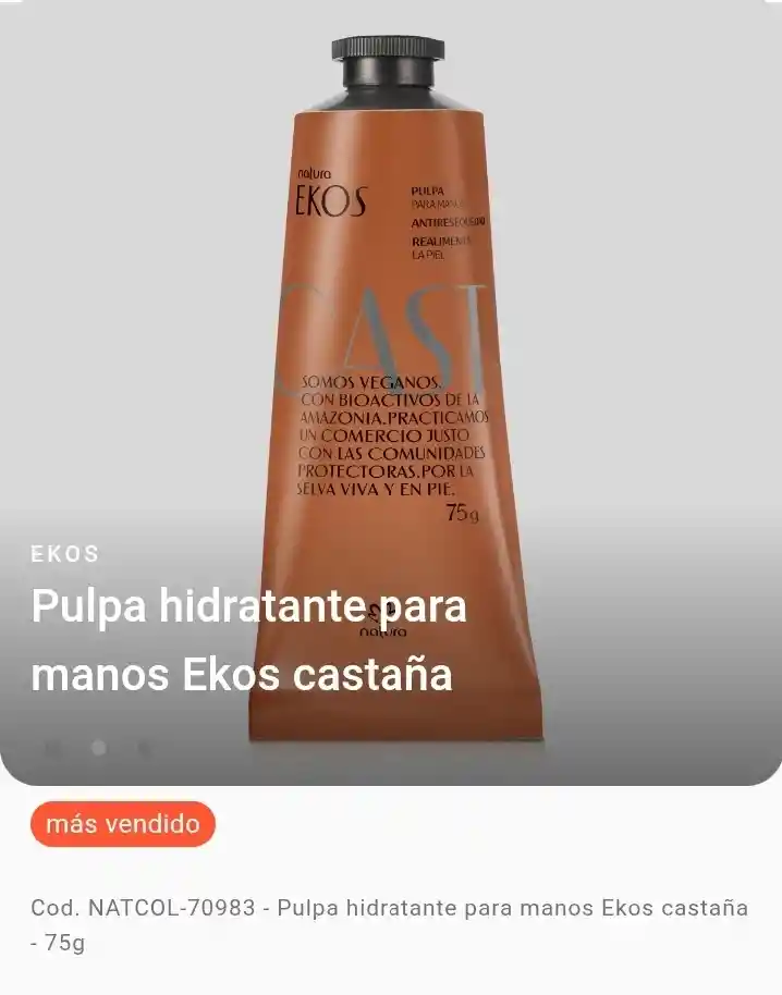 Natura - Pulpa Hidratante Para Manos - Castaña