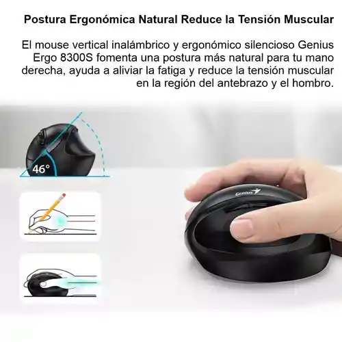 Mouse Genius Ergo 8300s Inalambrico Vertical 7-botones Gris