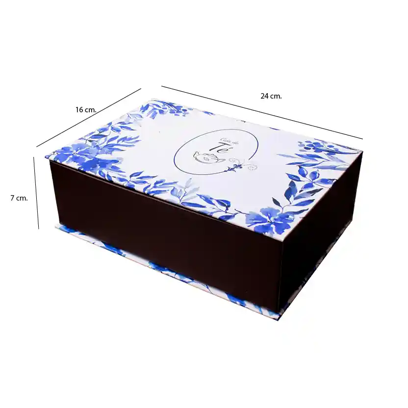 Caja De Té 24x16x7 Cm Con 6 Divisiones Ref. Azul